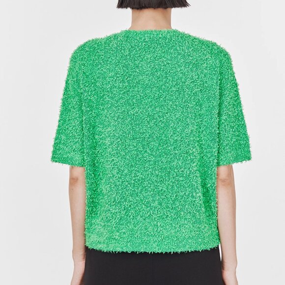 CHICJOC Luxe Italian Butterfly Yarn Green Cardigan size 38 - Picture 8 of 13